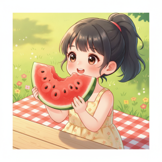 Where do the circular patterns around the seeds in the watermelon flesh come from?